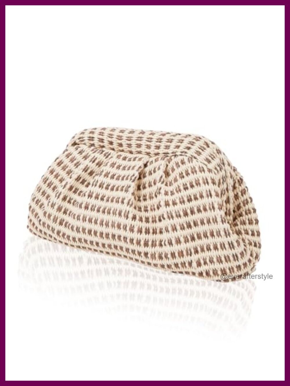Straw Woven Clutch Cloud Shape Houndstooth Magnetic Closure Summer Beach Purse
